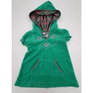 Cabana Beach Swim Cover Up Girls 12-18M Mint Green Excellent Floral Hooded Terry